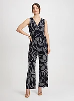 Leaf Print Jumpsuit & Half Hoop Earrings