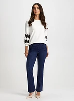 Lace Trim Top & Bootcut Jeans