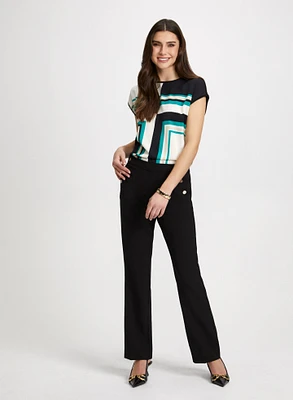 Geometric Cap Sleeve Top & Straight Leg Pants