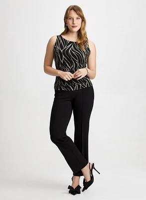 Zebra Print Top & Straight Leg Pants