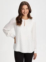 Rhinestone Embellished Popover Blouse