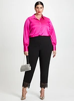 Satin Blouse & Lace Trim Pants