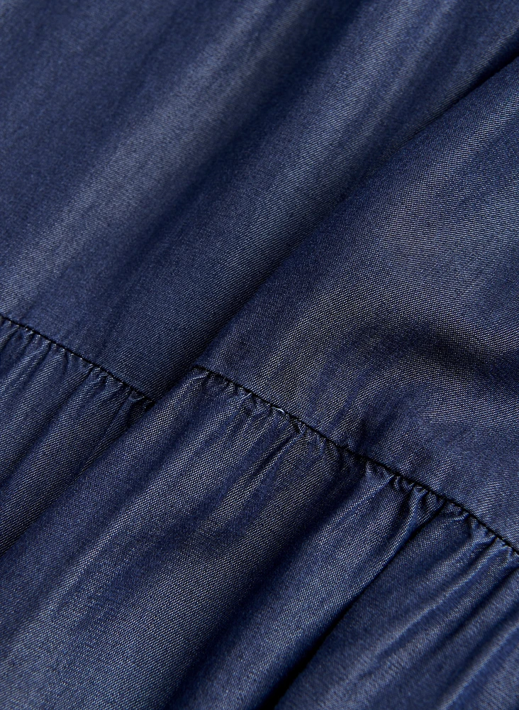 Jupe paysanne en tencel imitation denim