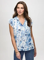 Blouse sans manches à imprimé floral