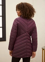 Manteau court à chevrons en duvet végane