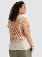 T-shirt à motif paisley et effet délavé