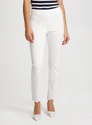 Embroidered Pull-On Jeans