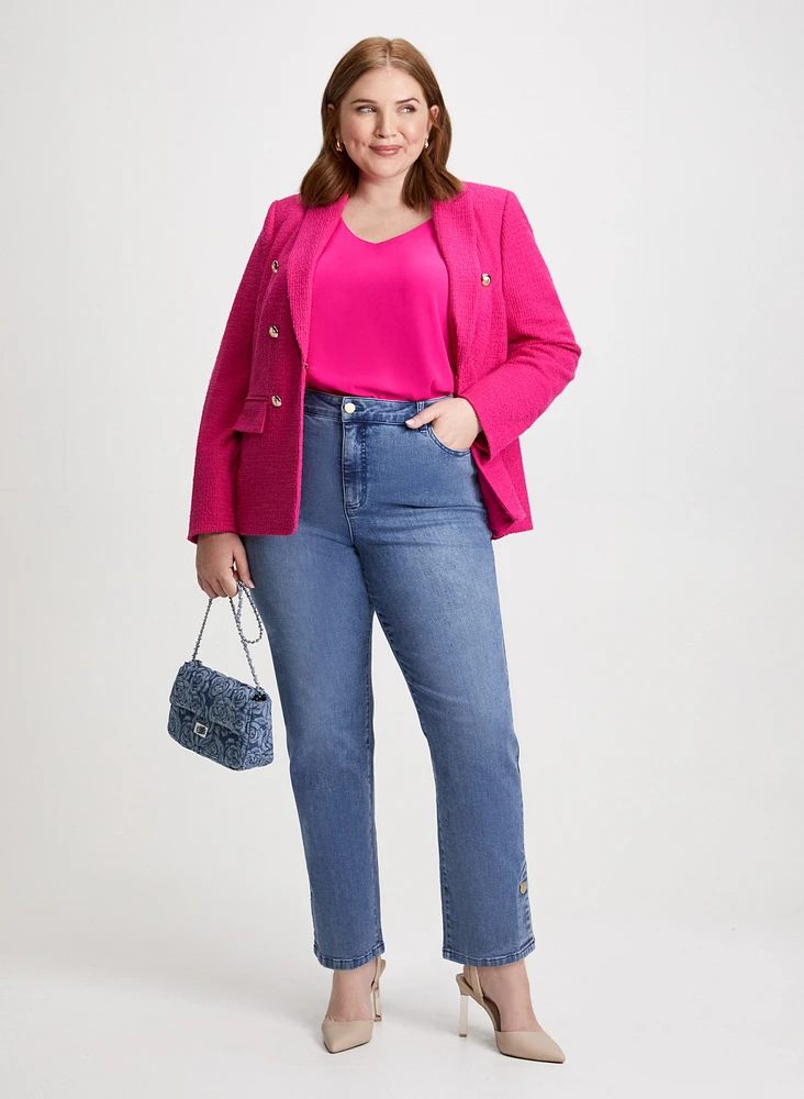 Bouclé Jacket & Straight Leg Jeans