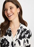 Floral Print Wrap-Style Top