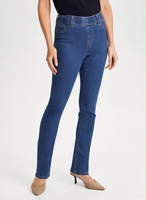 Straight Leg Pull-On Jeans