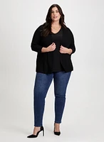 Open Front Cardigan & Straight Leg Jeans