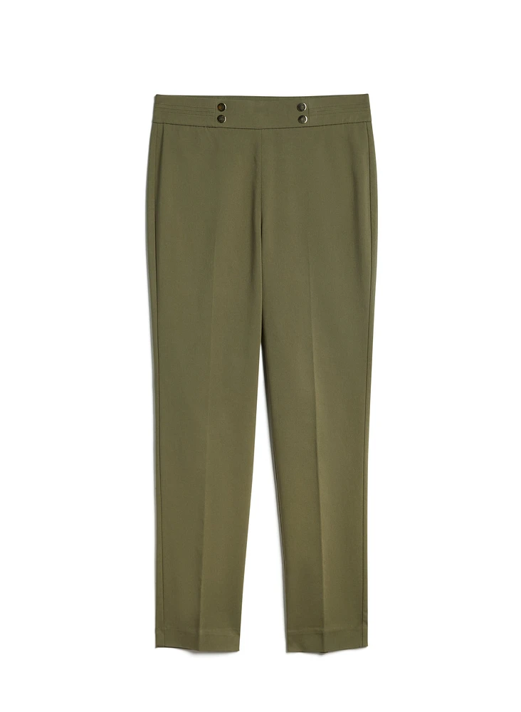 Pull-On Button Detail Pants