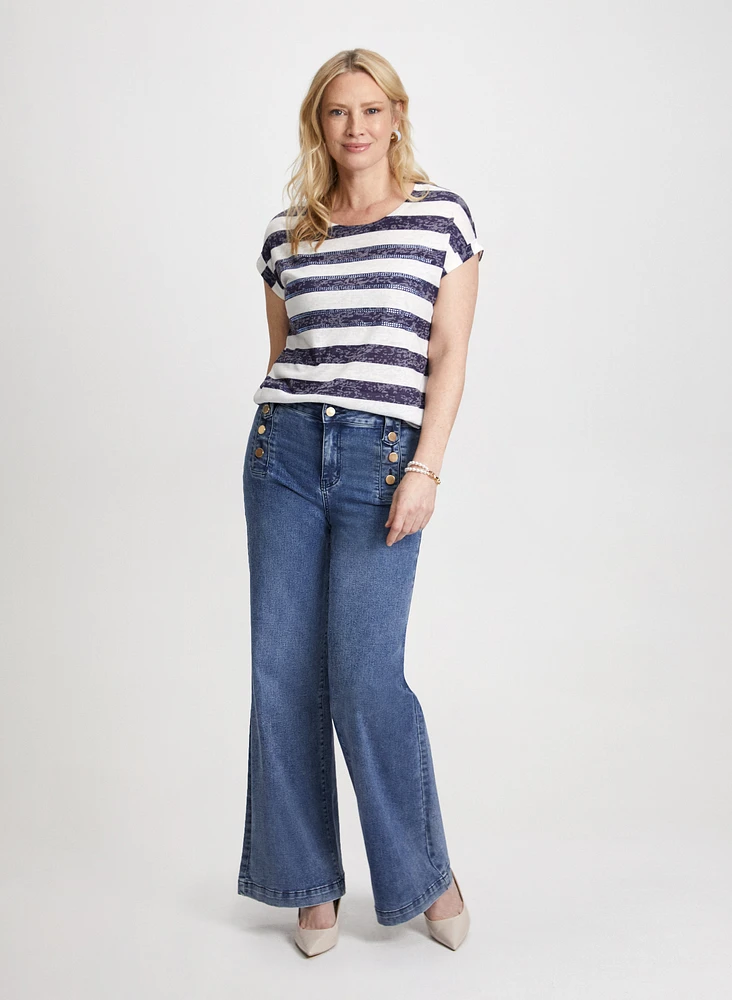 Striped Tee & Wide Leg Jeans