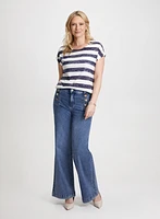 Striped Tee & Wide Leg Jeans