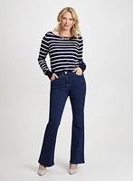 Striped Long Sleeve Top & Bootcut Jeans