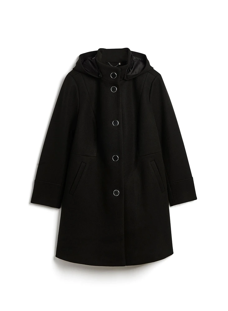 Stretch Wool Blend Coat