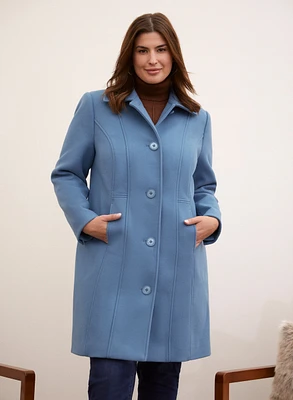 Stretch Wool Blend Coat