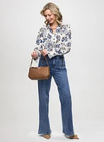 Paisley Print Blouse & Wide Leg Jeans