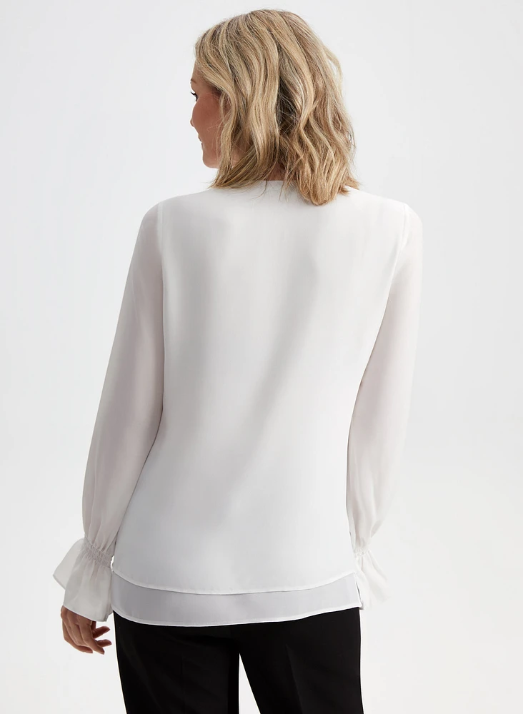 Long Sleeve Double Layer Blouse