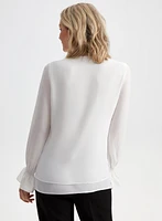 Long Sleeve Double Layer Blouse