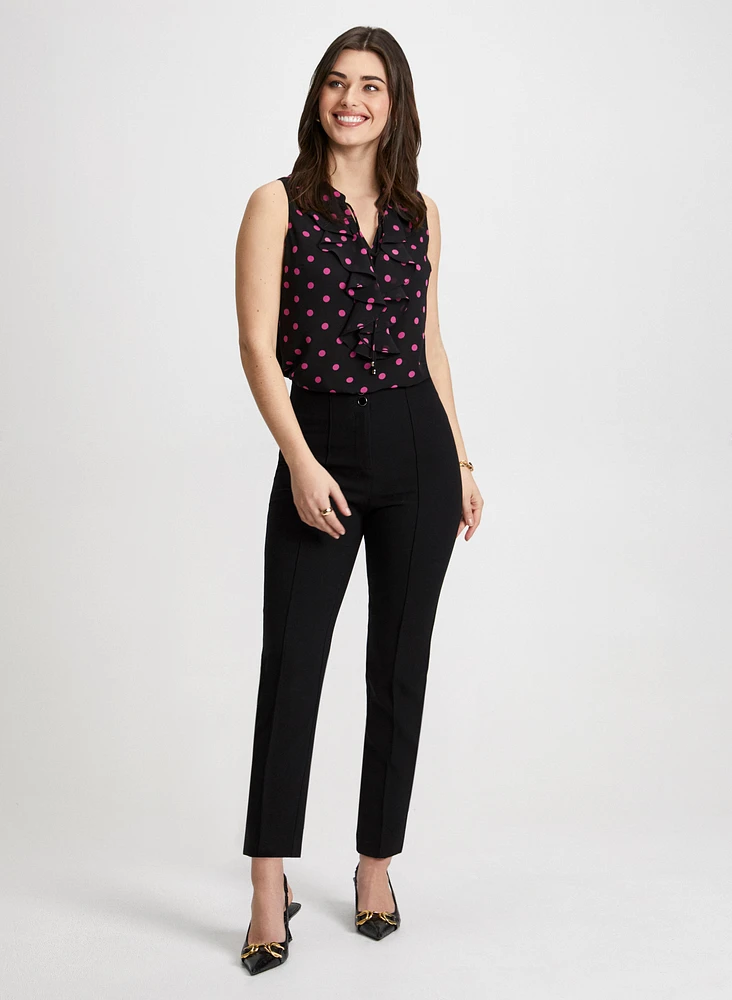 Sleeveless Polka Dot Top & Slim Leg Pants