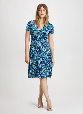 Ruched Details Floral Dress