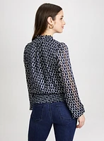 Blouse géométrique à taille froncée