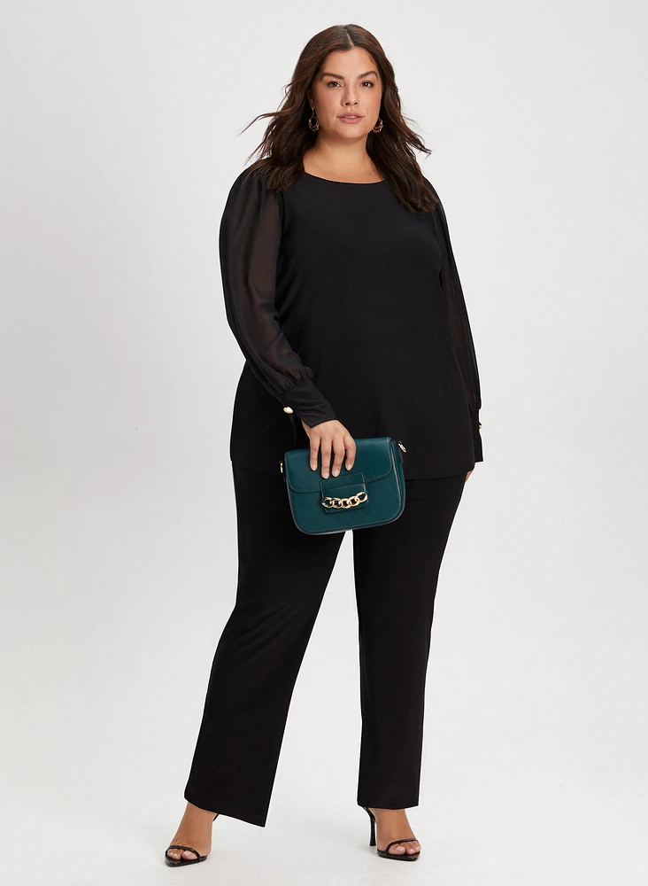 Chiffon Sleeve Top & Pull-On Pants