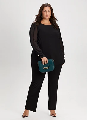 Chiffon Sleeve Top & Pull-On Pants