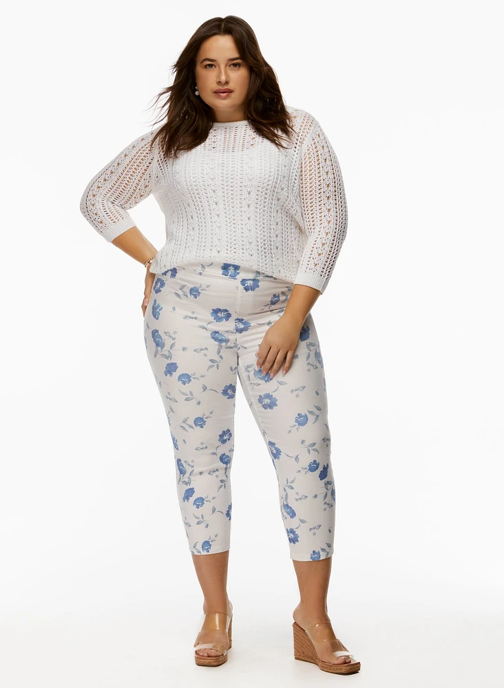 Pull-On Floral Print Jeans