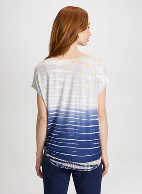 Striped Tie-Dye Effect Tee