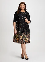 Stand Collar Bolero & Gradient Floral Print Dress