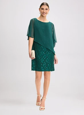 Lace & Sequin Poncho Dress