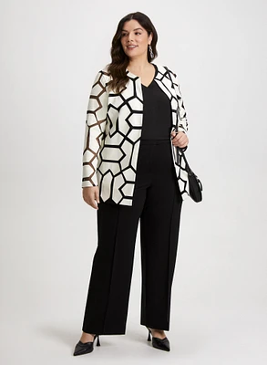 Geometric Print Jacket & Wide Leg Pants