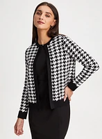 Short Houndstooth Motif Cardigan