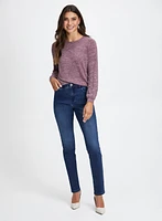 Pearl Detail Top & Slim Leg Jeans