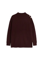 Crystal Button Mock Neck Sweater