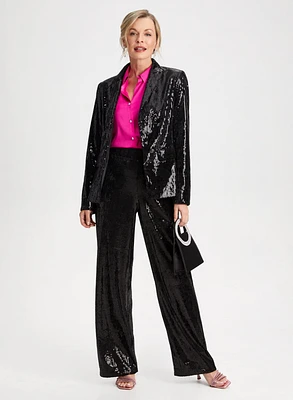 Sequin Jacket & Wide Leg Pants