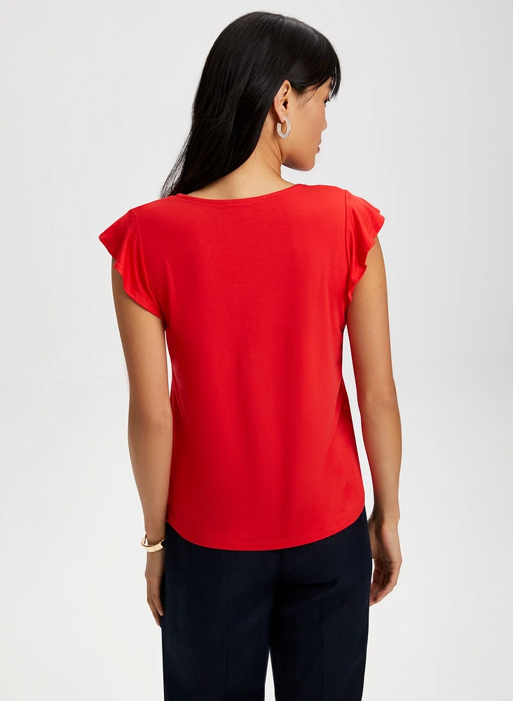 Cap Sleeve Ruffle Tee