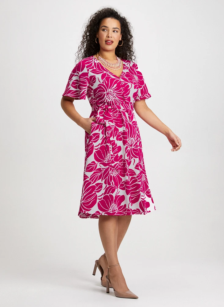 Floral Self-Tie Sash Dress