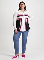 Colour Block Shirt & Straight Leg Jeans