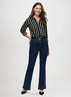 Stripe Print Shirt & Bootcut Jeans