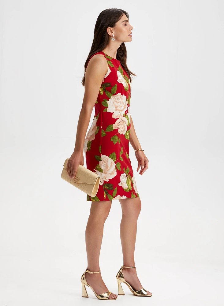 Sleeveless Floral Motif Dress