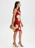 Sleeveless Floral Motif Dress