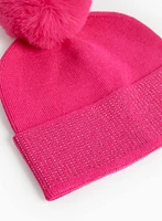 Rhinestone Cuff Pompom Hat