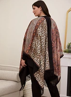 Patchwork Print Poncho