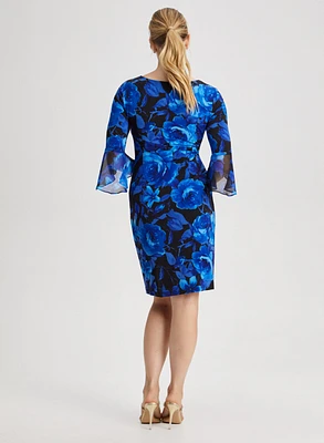 Flounce Sleeve Floral Dress