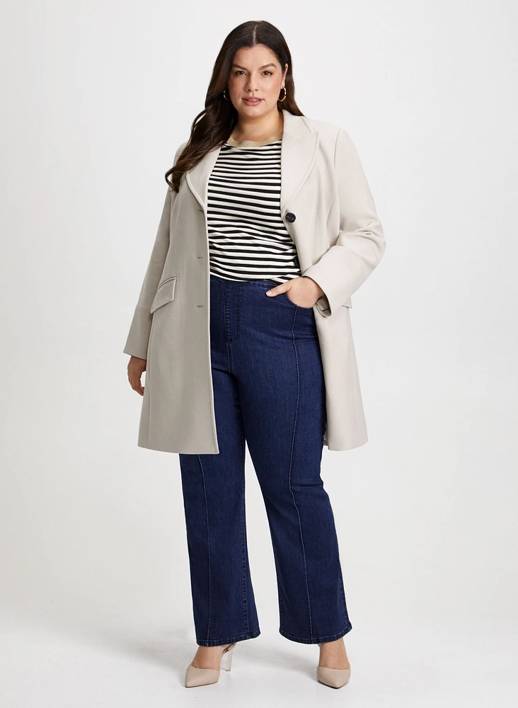 Notch Collar Jacket & Bootcut Jeans