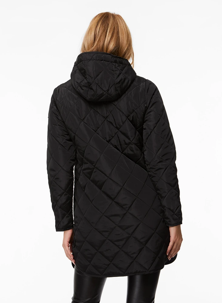 Manteau mi-long matelassé à capuche