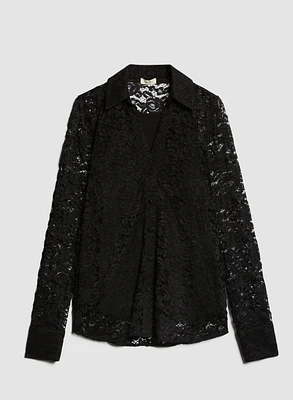 Lace Button-Down Blouse